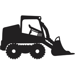 Naklejka premium Silhouette image of a skid steer loader with a bucket attachment for construction work and landscaping created with generated ai