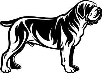 Obraz premium Illustration of a black and white cane corso dog standing in profile with detailed muscular features created with generated ai