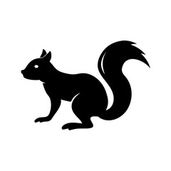 Obraz premium Silhouette of a squirrel with a bushy tail standing on its hind legs in a simple vector illustration created with generated ai