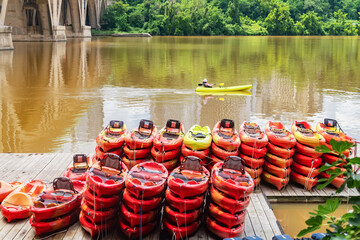 Low-impact recreation in an urban setting
Colorful kayaks promise fun and eco-conscious activity.