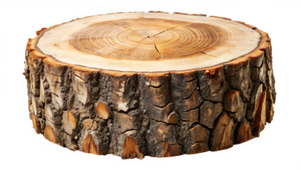 tronco cortado isolated on white background, png, ai generated.