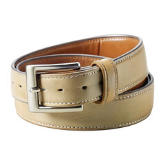 Stylish tan leather belt with silver buckle