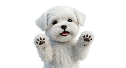 Obraz premium Adorable maltese puppy dog with paws up looking at camera cute pet animal friend small breed happy canine