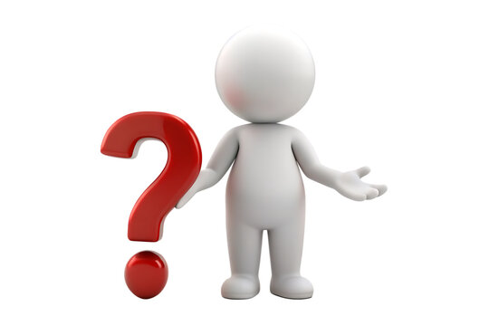 a white character with a question mark isolated on white background, png, ai generated. - Powered by Adobe