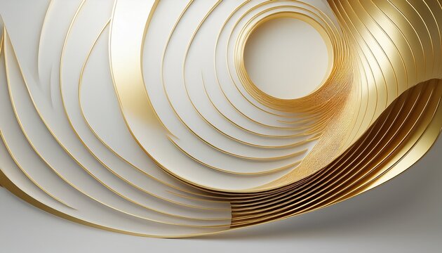 elegant modern abstract background showcases golden circular patterns on white background with a 3d effect 3d rendering harmonious geometric balance and shiny pattern for any design or product