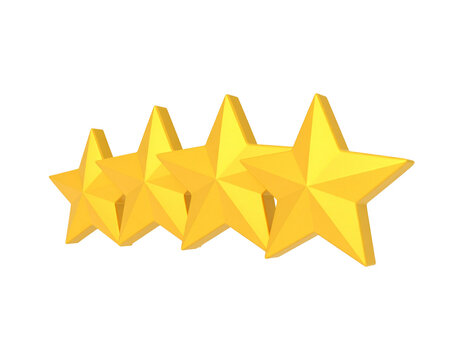 Four golden stars, 3D, rating, review