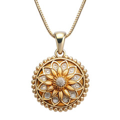 Elegant gold flower pendant necklace with diamonds