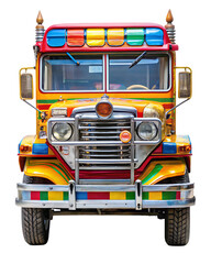 filipino jeepney isolated on white background, png, ai generated.	