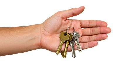 Hand holding keys: real estate, property access, security, and ownership concept for home or apartment