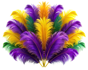 penas roxas e amarelas para carnaval no brasil ele isolated on white background, png, ai generated.