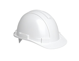 Fototapeta premium Plain white safety helmet for construction isolated on a black background, use in safety awareness
