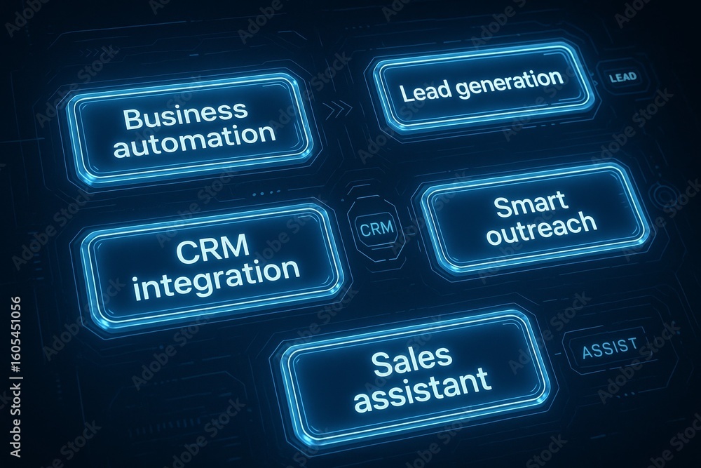 Aufkleber futuristic interface highlighting business automation and crm integration