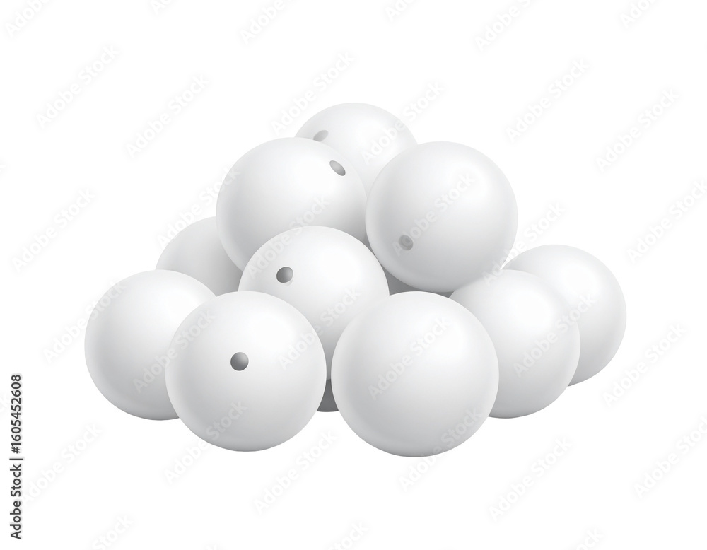 Poster a pile of smooth spheres with dimples creates a playful and intriguing abstract composition.