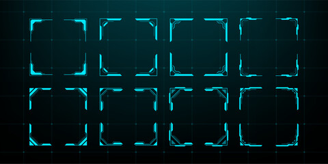 Plakat Hud vector frames collection. Futuristic screen element. GUI game interface for digital display. Futuristic infographic set.