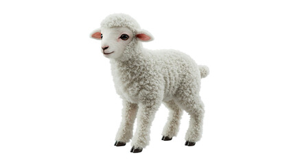 Fluffy white lamb isolated, cute farm animal, woolly sheep, easter lamb, baby animal, livestock, lamb image