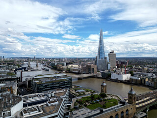 Financial and business centre. Financial capital of the world. Skyscrapers. City of London—global financial centre. The Shard. Tower Bridge.