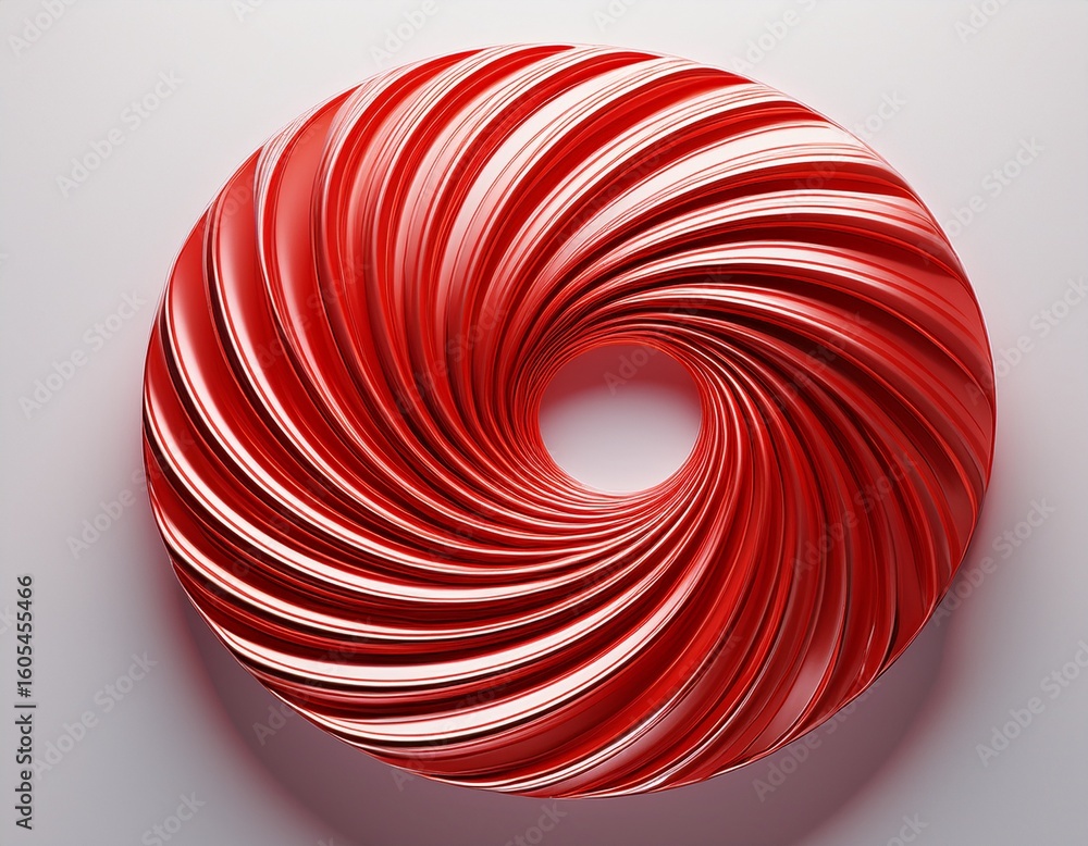 Aufkleber sleek metallic red lines as dynamic spiral pattern on a minimalist white background 3d rendering ide