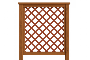 Wooden trellis forming a diamond pattern, isolated on transparent background, perfect for architecture and garden projects
