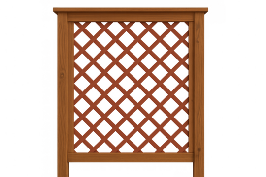 Wooden trellis forming a diamond pattern, isolated on transparent background, perfect for architecture and garden projects