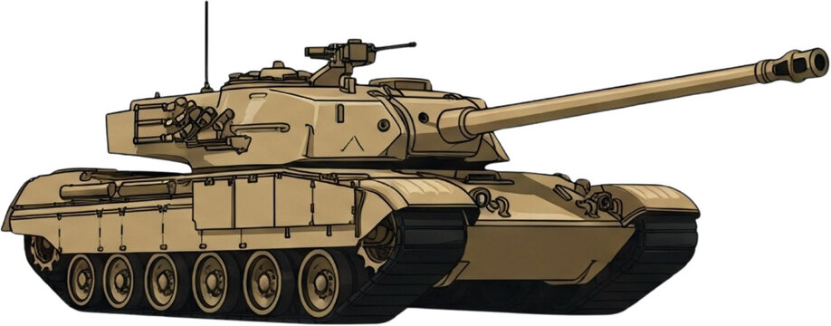 High-Detail M1 Abrams Tank Side Views &ndash; Color Rendering,on White Background