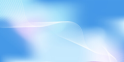 Abstract blue gradient background with shining lines waves. Minimalist background for banner, poster, cover, brochure, flyer, website