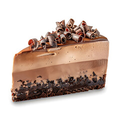 Decadent Slice of Chocolate Mousse Cake with Shaved Chocolate Toppings