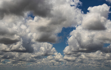 Abstract background of beautiful white clouds with blue sky in Brazil