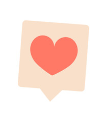 Heart symbol in a flat style. Love icon representing emotion and connection. Simple sticker character that signifies affection. Ideal for media contexts, app usage, or online communication.