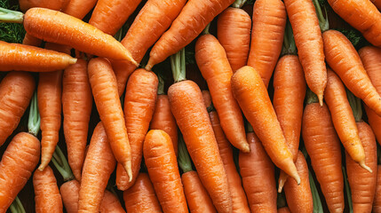 A natural pattern featuring freshly washed organic carrots, creating a background of clean vegetables.