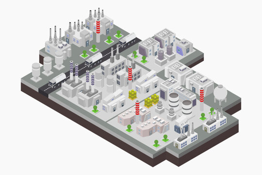 Oil refineries process isometric