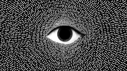 Abstract eye enclosed in rotational pattern field