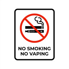 No smoking no vaping prohibition sign, vector 10 eps.