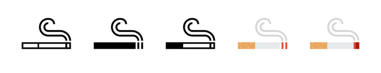 Cigarette, simple icon set. Tabbacco smoke concept vector illustration.