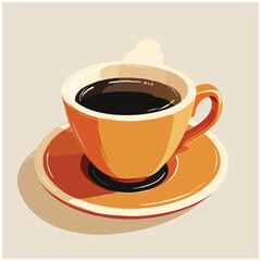 Obraz premium Vector Illustration of a Coffee Cup and Saucer in Warm Colors for Design