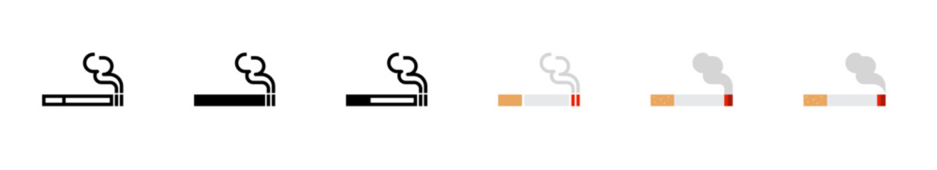 Cigarette, simple icon set. Tabbacco smoke concept illustration, vector 10 eps.