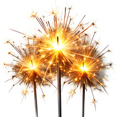 burning sparklers festive celebration image isolated on white background, png, ai generated.	