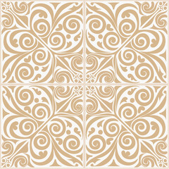 scandi leaf swirl tile in teal and off-white, layered svg with nordic folk-inspired botanical motif, seamless patchwork design in minimalist style