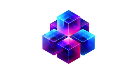 Colorful geometric cubes cluster abstract composition vibrant and attractive on transparent background