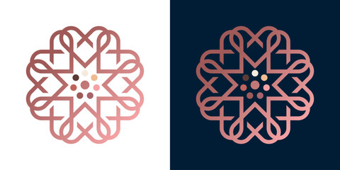 Pink Blooming Flower Ornament Logo Design, brand identity logo vector, modern logo, Illustration Template