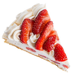 Slice of Strawberry Cream Pie with Fresh Berries and Whipped Topping