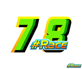 Vector race number 78 with green color and text race in white background