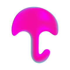 Vibrant pink umbrella shape with glossy, 3D effect and smooth edges, isolated on transparent background. Vector art