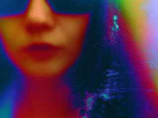 A colorful and artistic portrait of a person, with a beautiful overlay effect. An artistic female...