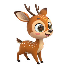 Fototapeta premium Cute cartoon fawn standing isolated on black background isolated on white background isolated on transparent background