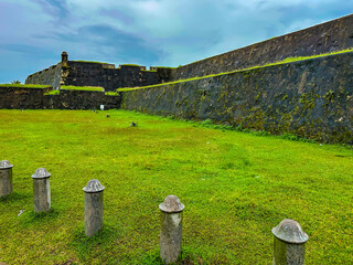 Galle fort walls and green grass,Portuguese and Dutch fortifications, Sri Lanka