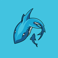 simple blue shark vector illustration