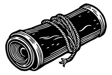 Rolled parchment tied with rope in vintage style illustration  