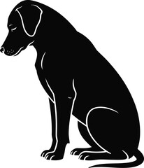 Dog Sitting Silhouette Vector – Pet Animal Clipart Illustration in Black
