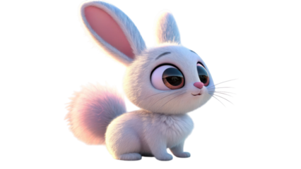Cute cartoon bunny rabbit isolated on black background isolated on white background isolated on transparent background