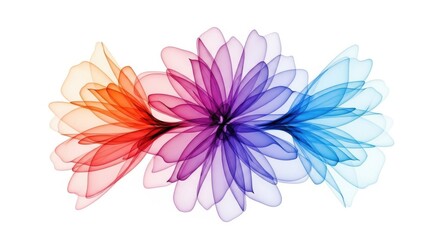 Obraz premium Abstract floral design with rainbow gradient petals isolated on white background